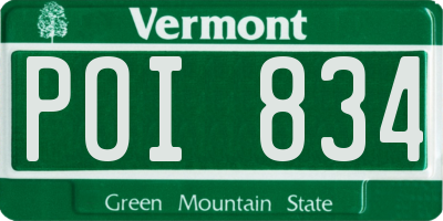 VT license plate POI834
