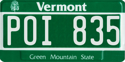 VT license plate POI835