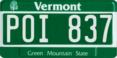 VT license plate POI837