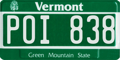 VT license plate POI838