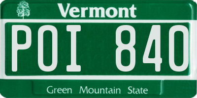 VT license plate POI840