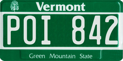 VT license plate POI842