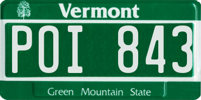 VT license plate POI843