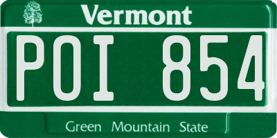 VT license plate POI854