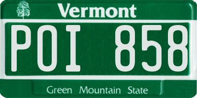 VT license plate POI858