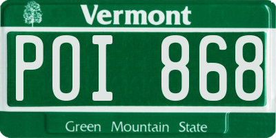 VT license plate POI868