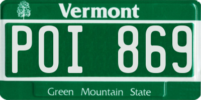 VT license plate POI869
