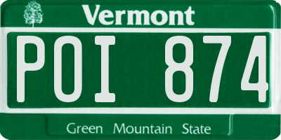 VT license plate POI874