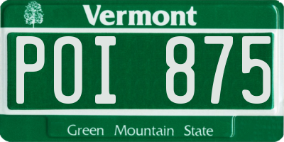 VT license plate POI875