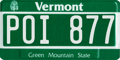 VT license plate POI877