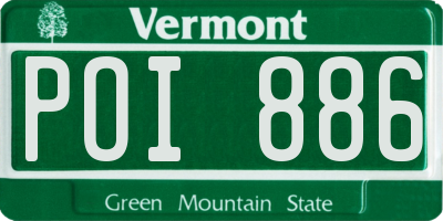 VT license plate POI886