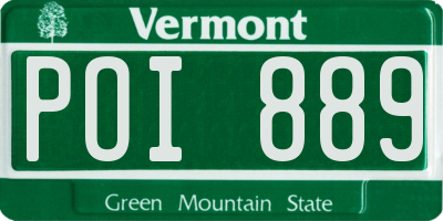 VT license plate POI889