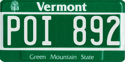 VT license plate POI892