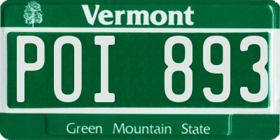 VT license plate POI893