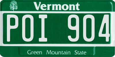 VT license plate POI904