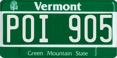 VT license plate POI905