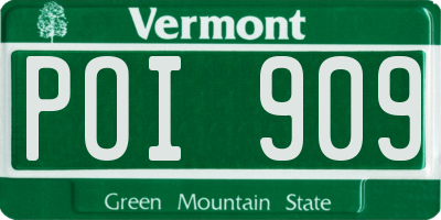 VT license plate POI909