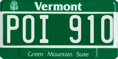VT license plate POI910