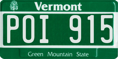 VT license plate POI915