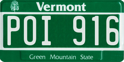 VT license plate POI916
