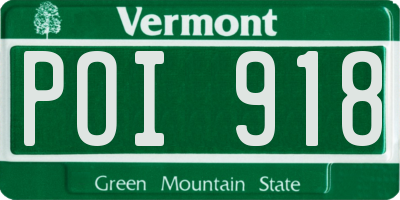 VT license plate POI918