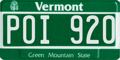 VT license plate POI920