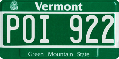 VT license plate POI922