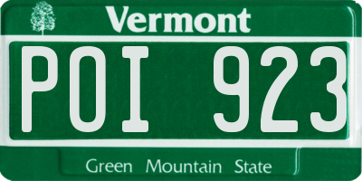 VT license plate POI923