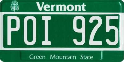 VT license plate POI925
