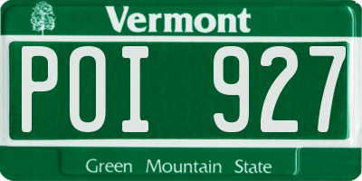 VT license plate POI927