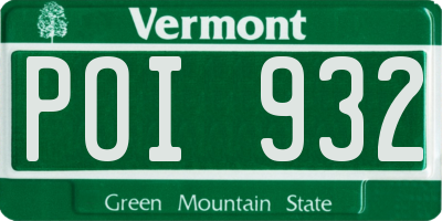 VT license plate POI932