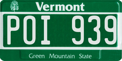 VT license plate POI939