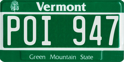 VT license plate POI947