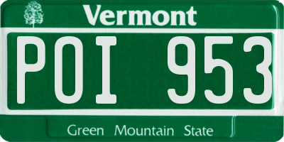 VT license plate POI953