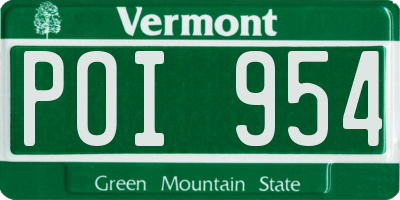 VT license plate POI954