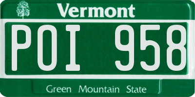 VT license plate POI958