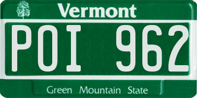 VT license plate POI962