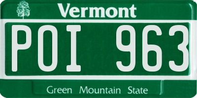 VT license plate POI963