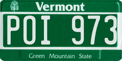VT license plate POI973