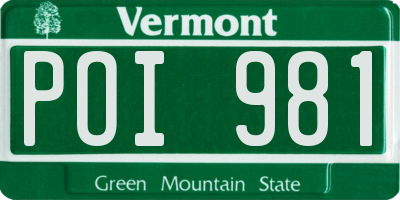 VT license plate POI981