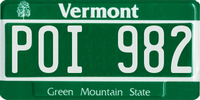 VT license plate POI982