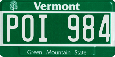 VT license plate POI984