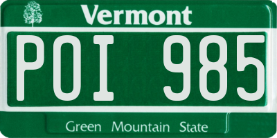 VT license plate POI985
