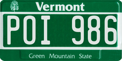 VT license plate POI986
