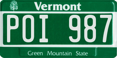 VT license plate POI987