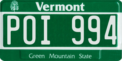 VT license plate POI994