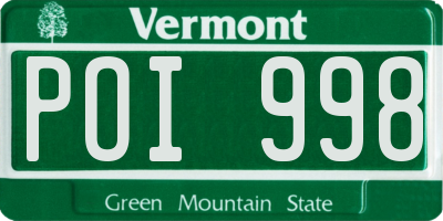 VT license plate POI998