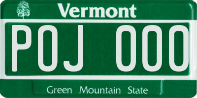 VT license plate POJ000