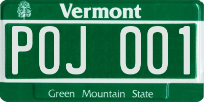 VT license plate POJ001