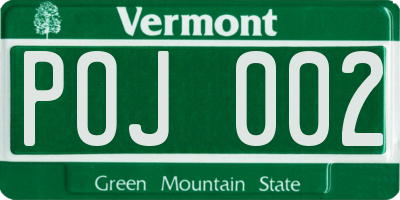 VT license plate POJ002